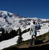 at the easel, on the mountain